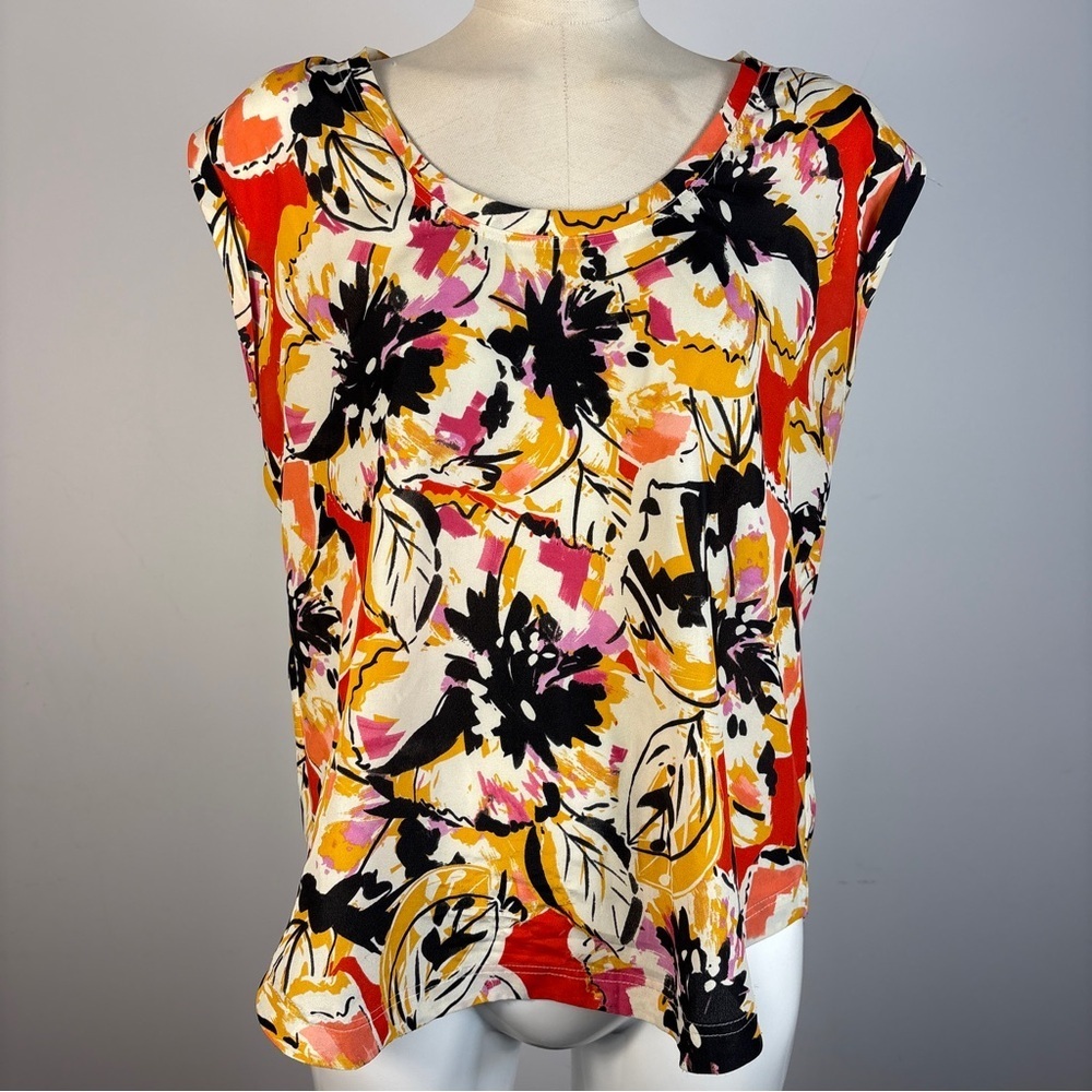 J. Crew Vibrant Tropical Floral Cap Sleeve Blouse Top Multicolor 10